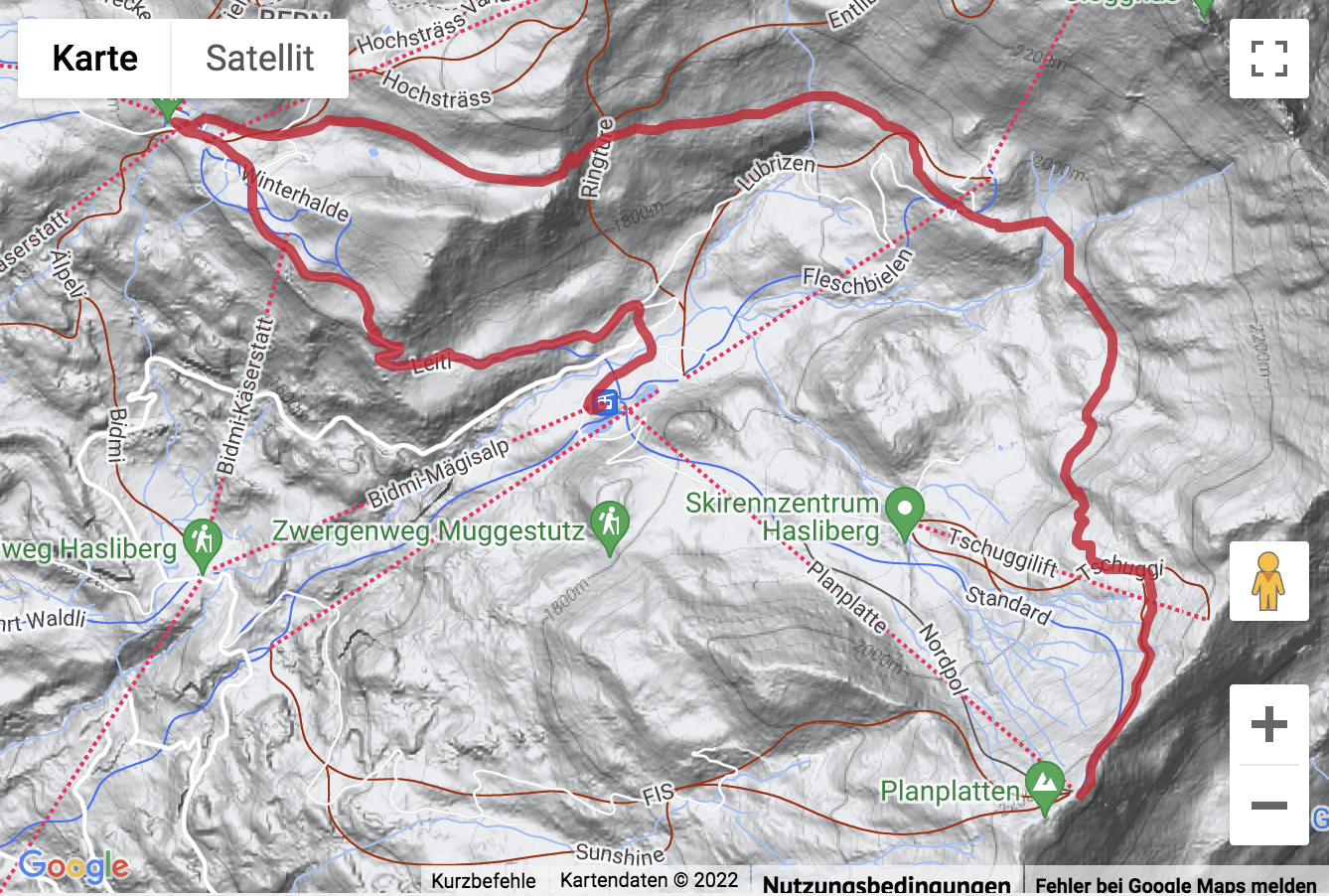 Übersichtskarte Panoramawanderung von der Mägisalp nach Planplatten